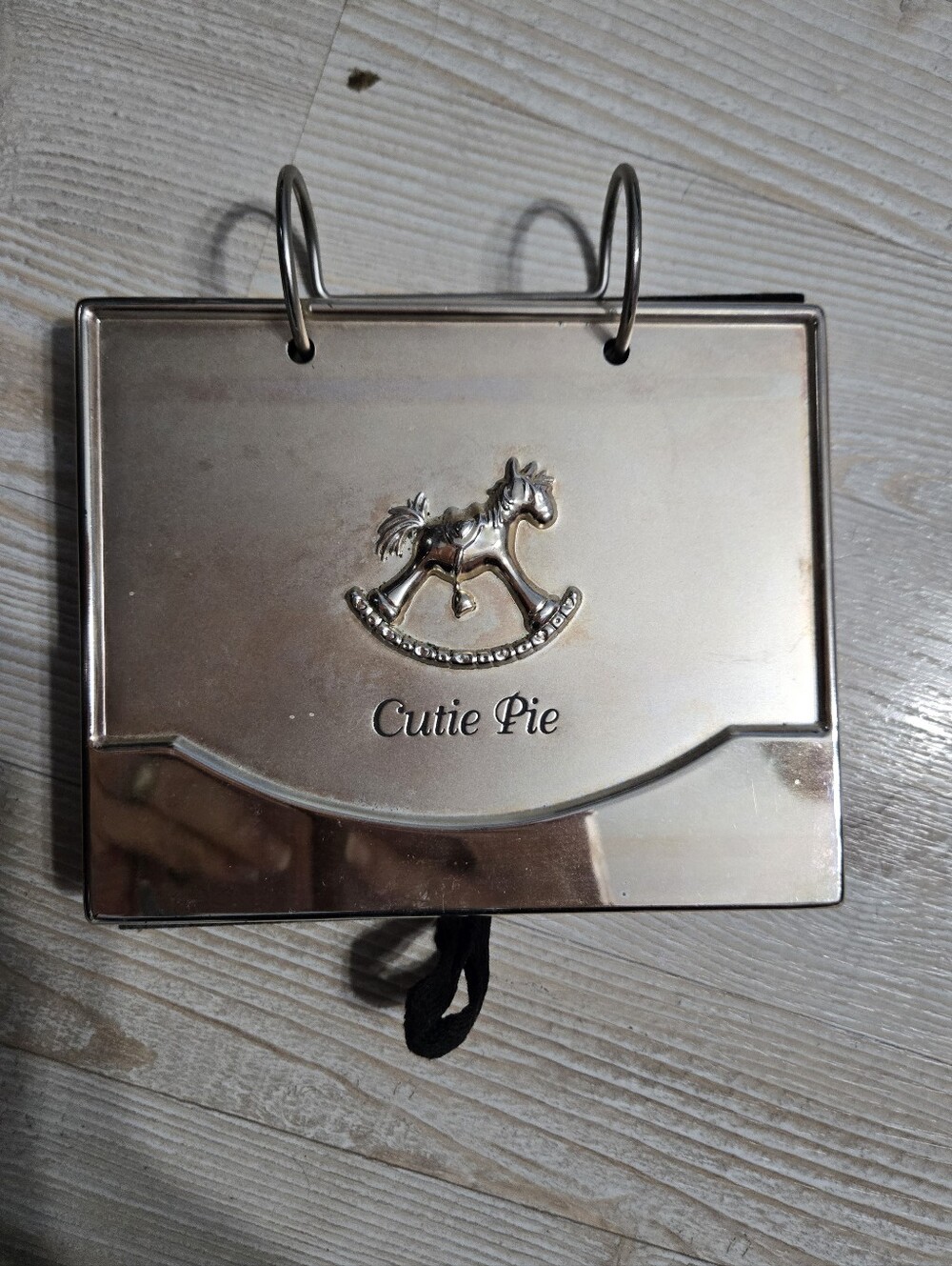 Vintage Malden Silver Metal "Cutie Pie" Flip Photo